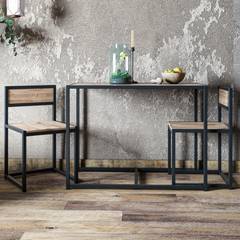 Tisch und Stühle Yejo Metall Schwarz und Naturholz