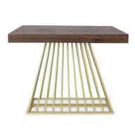 Ausziehbarer Tisch Solix Holz Haselnuss und Beine Gold