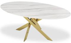 Table Greenwich Marbre Blanc et pieds Or