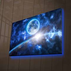 Tableau décoratif lumineux LED Lucendi L70x45cm Motif Terre et Lune