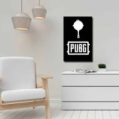 Tableau décoratif thème PUBG Imagen 45x70cm Bois Noir Blanc
