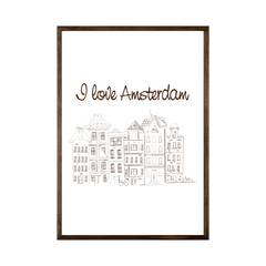 Tableau fait main Imago L50xH70 Bois massif Motif "I love Amsterdam" Marron