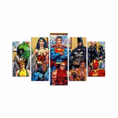 Tableau pentaptyque la ligue des justiciers DC Comics Atos Bois Multicolore