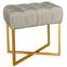 Tabouret pouf rectangle Fauve Tissu Taupe pied Or