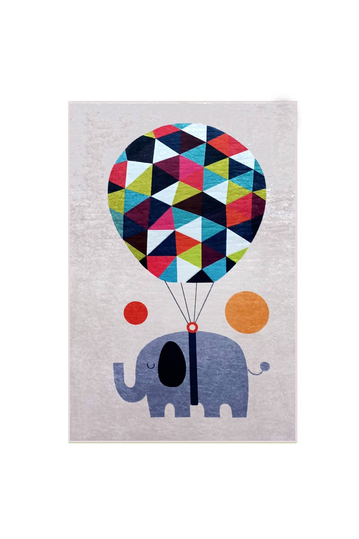 Tapis Banthas 100x160cm Velours Motif Éléphant avec montgolfière