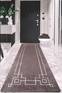 Tapis de couloir Abad 80x140cm Velours Motif Géométrique Marron et Blanc