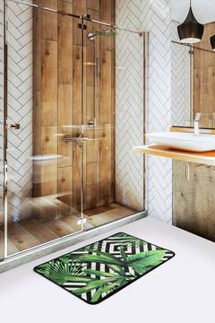 Tapis de salle de bain Artem feuillage Micro Polyamide Vert