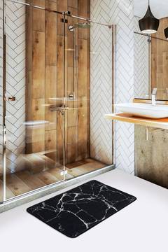 Tapis de salle de bain Artemus 40x60cm Noir Effet marbre