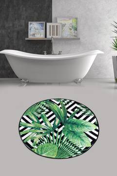 Tapis de salle de bain rond Artem feuillage Micro Polyamide Vert