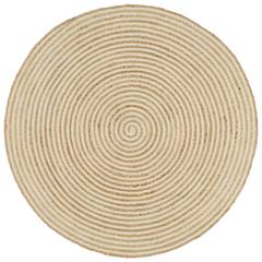 Tapis Jute avec design de spirale Lesotho Beige et Blanc 120cm