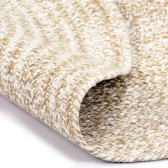 Namibia alfombra redonda de yute diseño trenzado blanco y natural D90cm