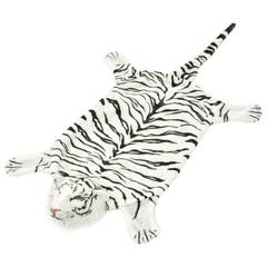 Tapis peluche Savana en forme de tigre blanc 144cm