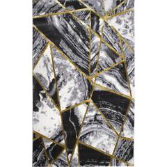 Tapis rectangulaire Uxtopia 120x170cm Motif Effet marbre Noir et Or