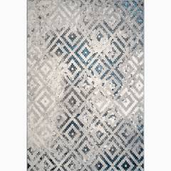 Tapis Smoldris 50x80cm Tissu Motif Arabesque Gris et Bleu