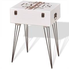 Table de chevet 1 porte Montmartre 30x40cm Bois Blanc et Acier Marron