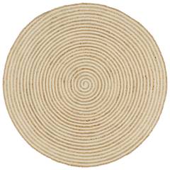 Tapis Jute avec design de spirale Lesotho Beige et Blanc 150cm