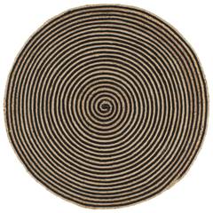 Tapis Jute avec design de spirale Lesotho Beige et Noir D150cm