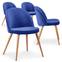 Tartan Set mit 4 skandinavischen Stühlen Samtbezug Blau