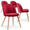 Set van 4 Scandinavische stoelen van rood fluweel met schotse ruit