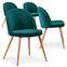 Set van 4 Scandinavische stoelen van groen fluweel met Schotse ruit