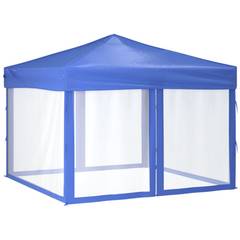 Tente de réception pliable avec parois Inès L292xH245cm Tissu Bleu
