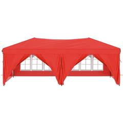 Tente de réception pliable avec parois Rouge 3x6 m