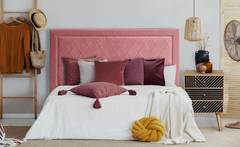 Tête de lit avec port USB Meghan 160cm Velours Rose