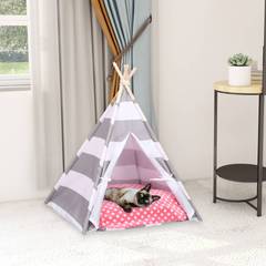 Tente pour chats avec sac imprimé Chipie 60x70cm Gris et Blanc