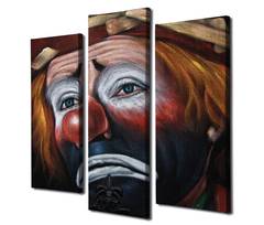 Drieluik portret droevige clown Scaenicos Canvas Hout Multicolour 