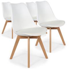 Set van 4 Conor Simili (PU) witte Scandinavische stoelen