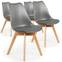 Bovary Set mit 4 skandinavischen Stühlen Grau