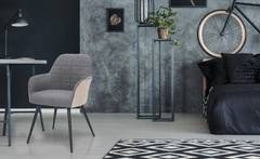 Unika Set mit 2 Stühlen / Sesseln mit Stoffbezug Grau & Beige