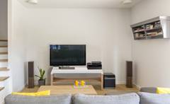 Mueble TV Vertigo madera blanca y roble