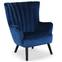 Scandinavische Vidal fauteuil in blauw fluweel