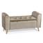 Banc coffre Winnie Velours Taupe Pieds Or