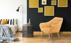 Zentao Skandinavischer Sessel mit Stoffbezug Gelb